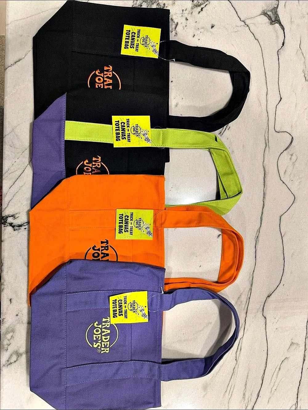 Trader Joe's Trick-or-Treat Canvas Tote Bag 4 Piece Set